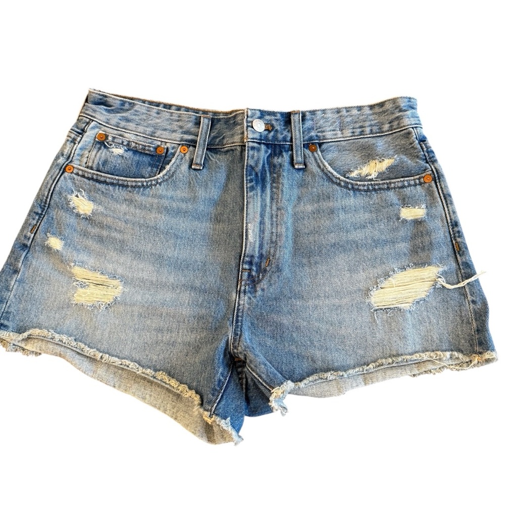 Madewell Distressed Light Blue Denim Shorts